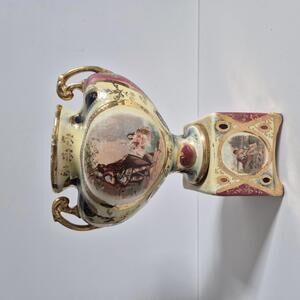 Antique Japanese Satsuma Style Vase Meiji Era Gilt Figural Urn Vintage Japan